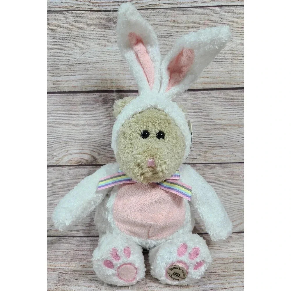 Starbucks Plush Easter Bunny Stuffed Bearista Bear White 26th edition 15" 2003